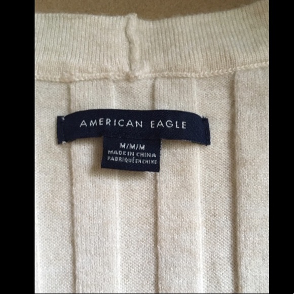 AEO Cream Fitted Ribbed Button-Down Cardigan - Picture 3 of 4